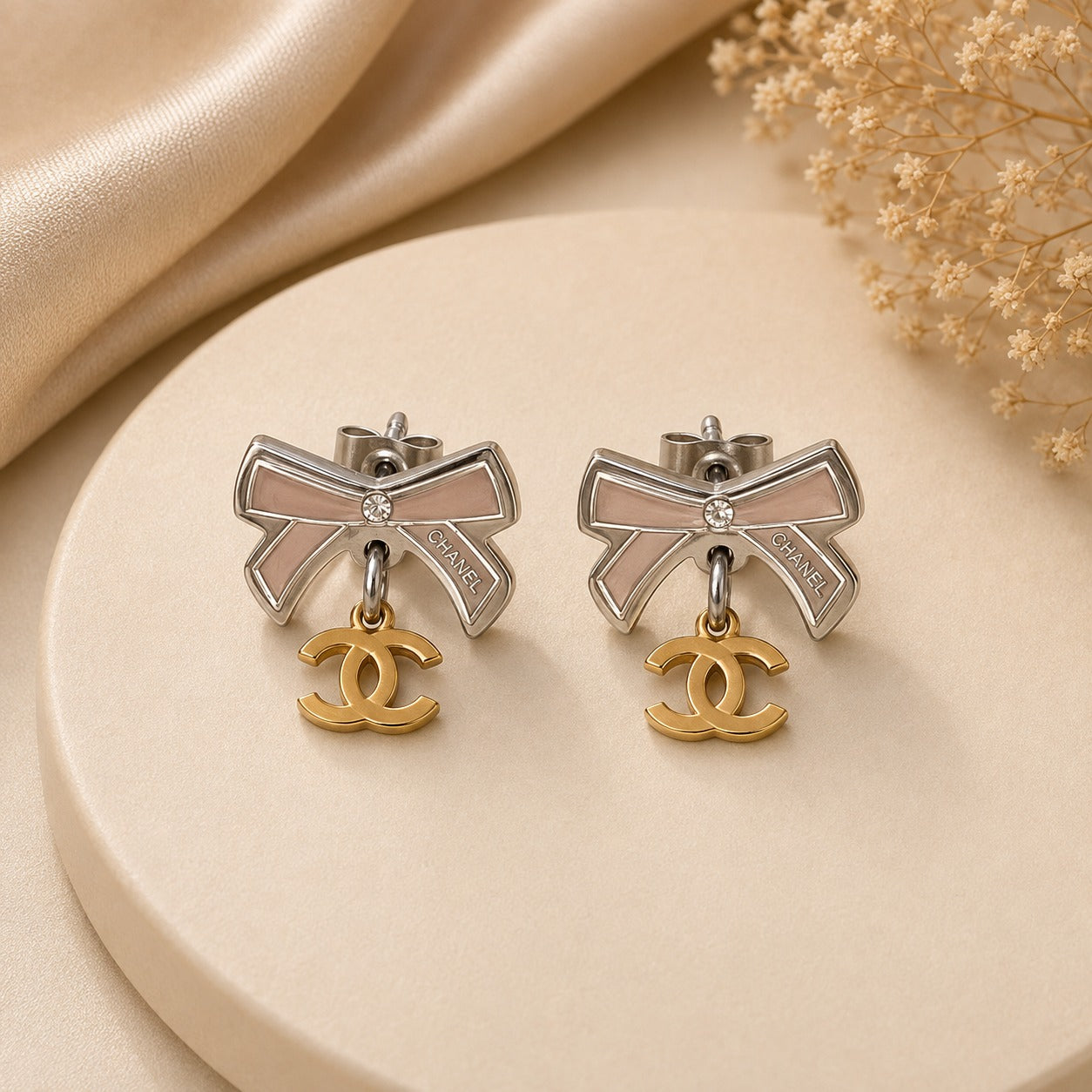 Par de aretes de Acero Inoxidable con lazo (88-211)