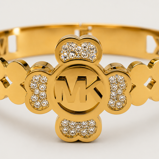Brazalete de acero inoxidable dorado de la suerte 6cm (88-65)