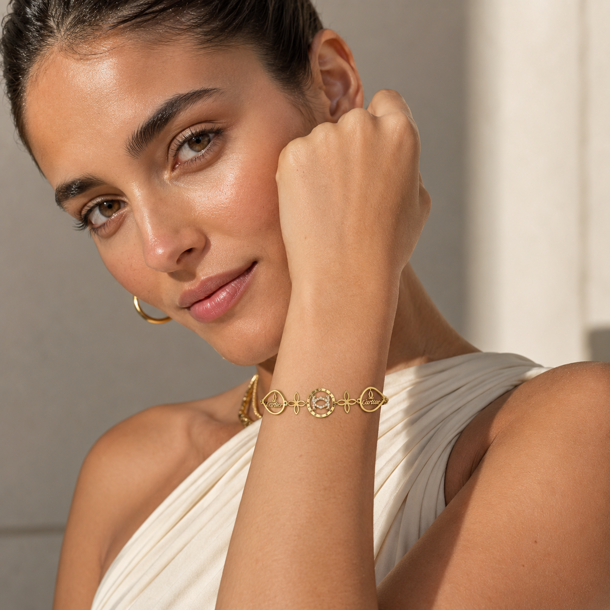 Pulsera de acero inoxidable ajustable con 20 cristales (88-20)