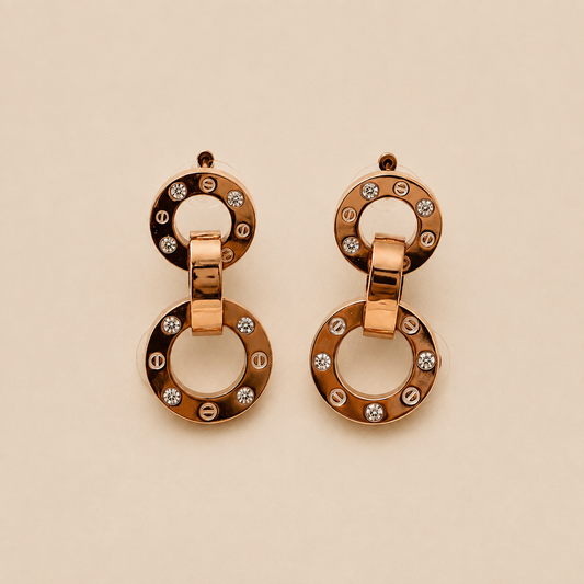 Par de Aretes de acero inoxidable con 4 cristales (88-224)