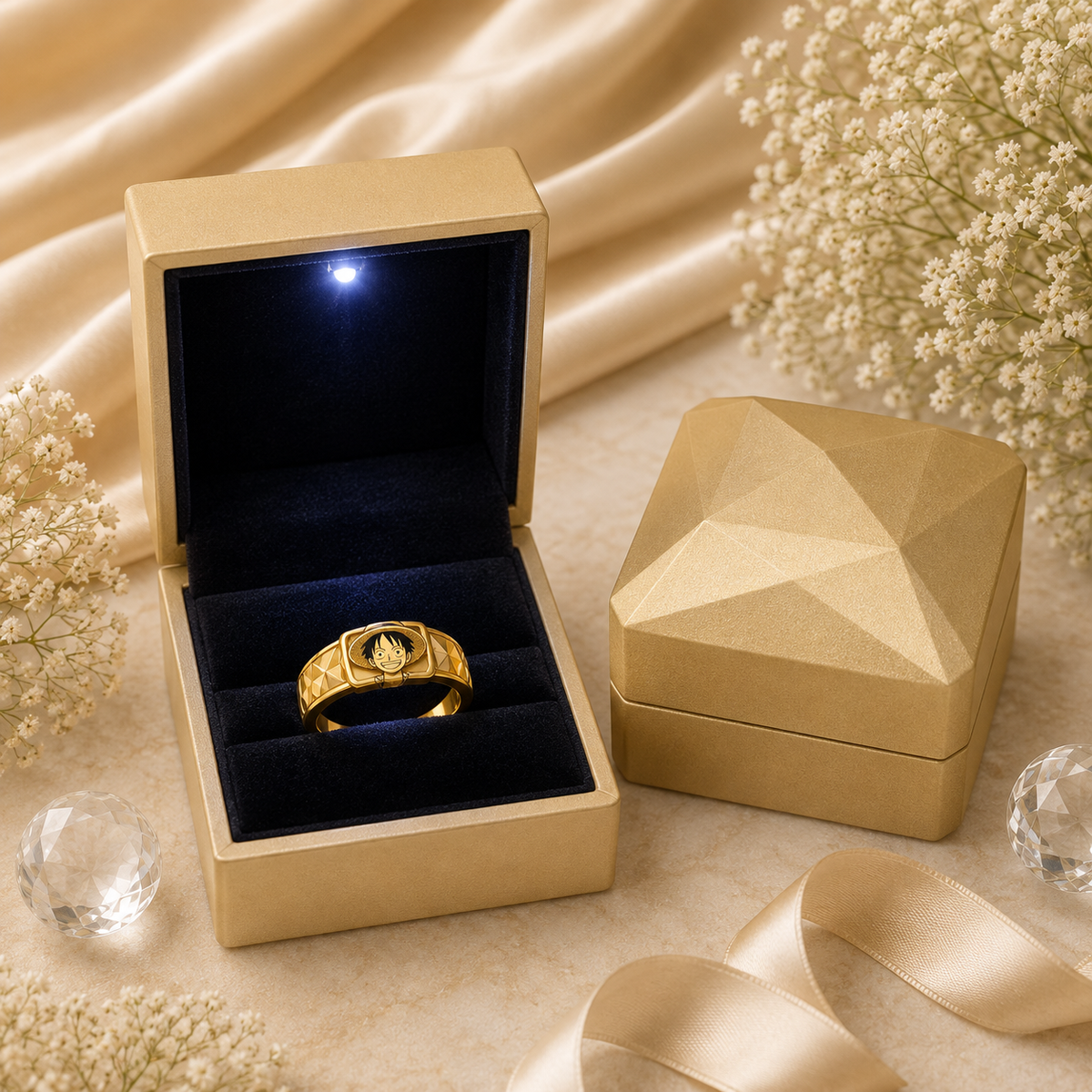CAJITA LED DORADO PARA 1 ANILLO (89-4)
