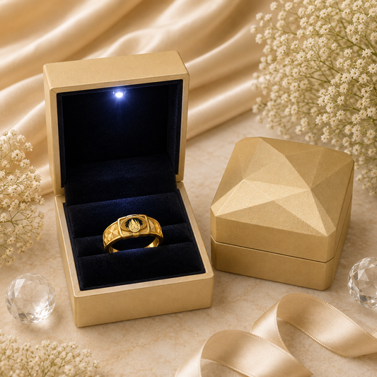 CAJITA LED DORADO PARA 1 ANILLO (89-4)
