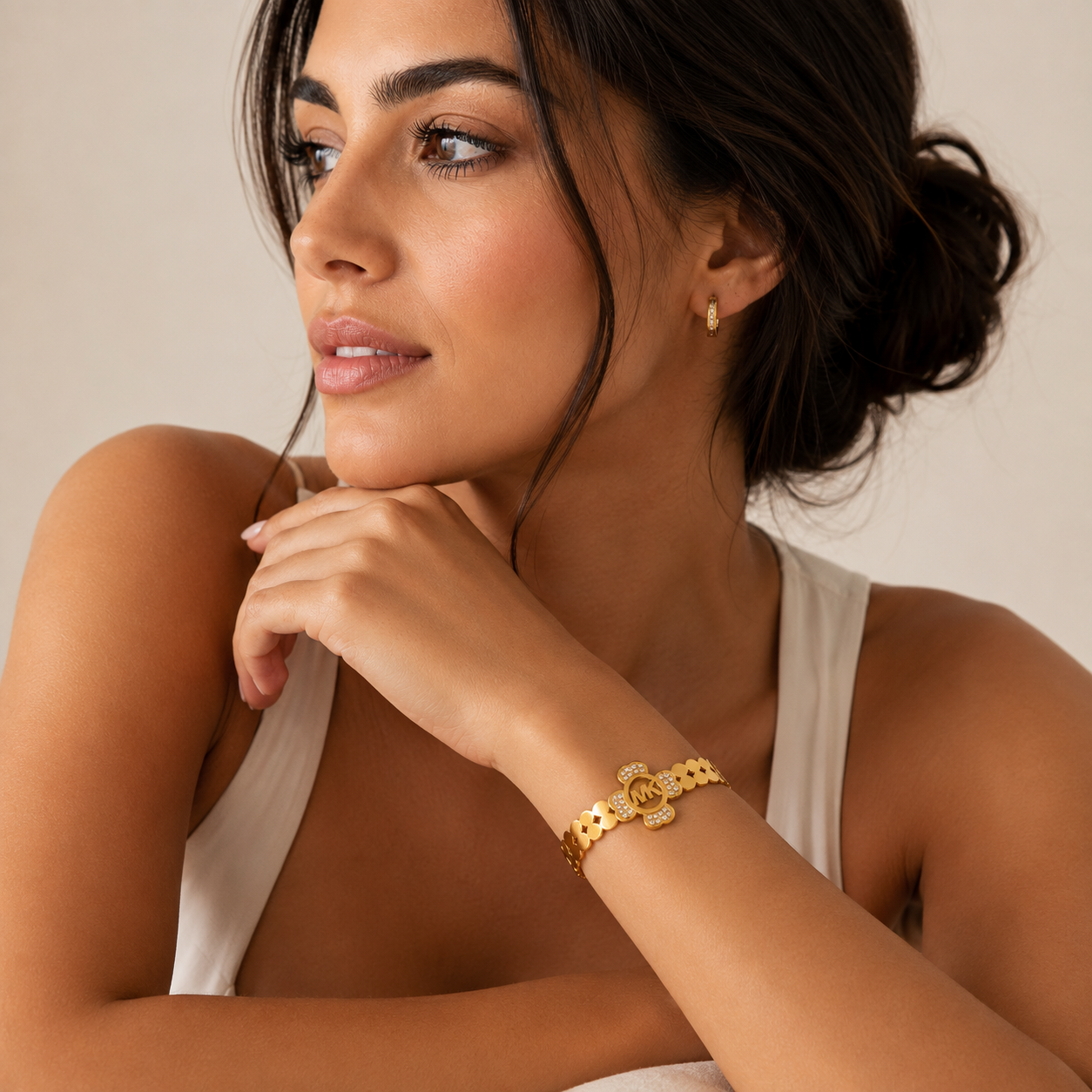 Brazalete de acero inoxidable dorado de la suerte 6cm (88-65)