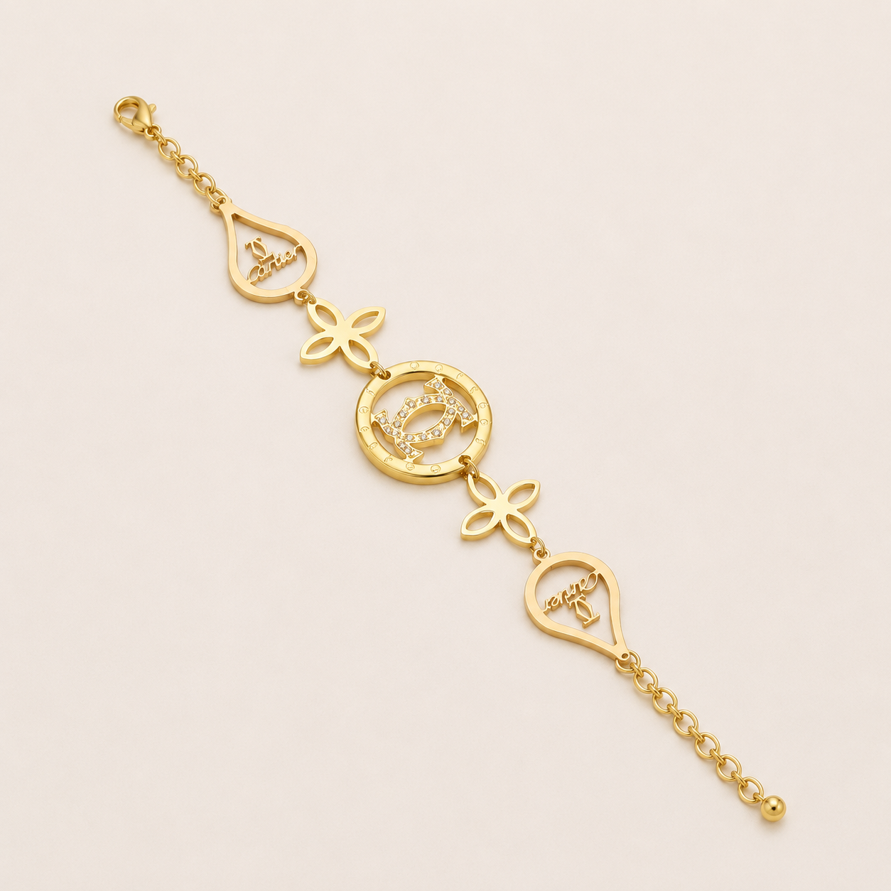 Pulsera de acero inoxidable ajustable con 20 cristales (88-20)