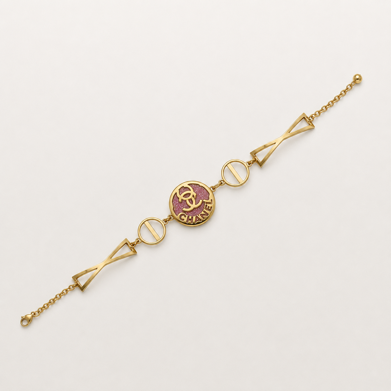 Pulsera de acero inoxidable con cristales rosados (88-28)