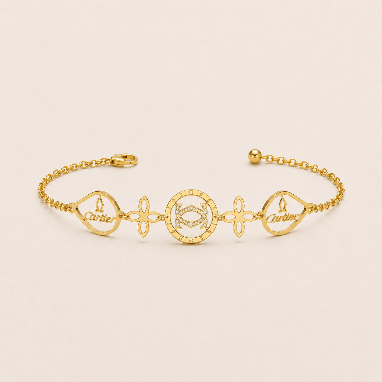 Pulsera de acero inoxidable ajustable con 20 cristales (88-20)