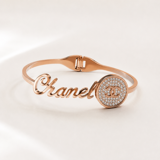 Brazalete de acero inoxidable múltiples cristales 6cm (88-62)