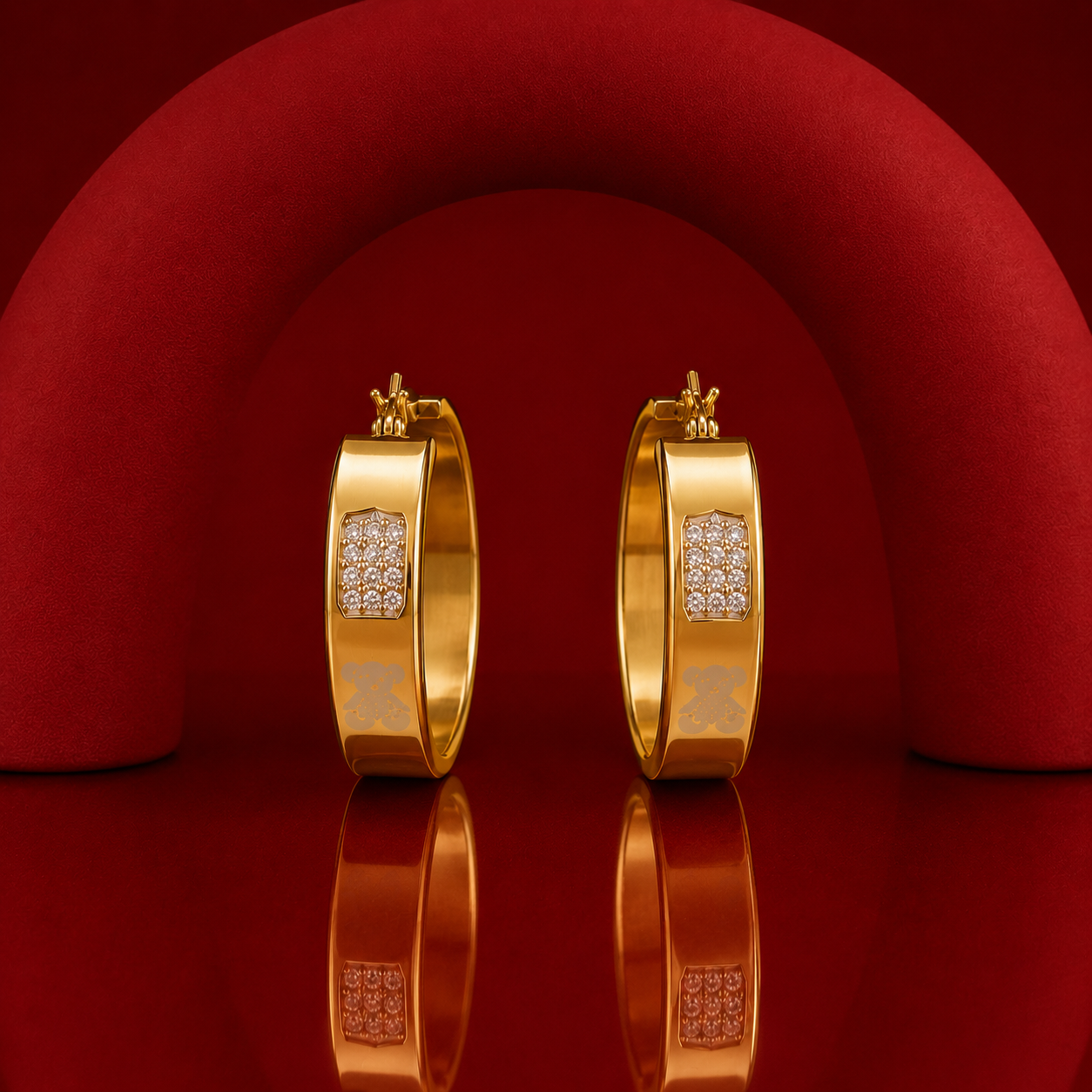 Par de aretes de Acero Inoxidable con Osito (88-199)