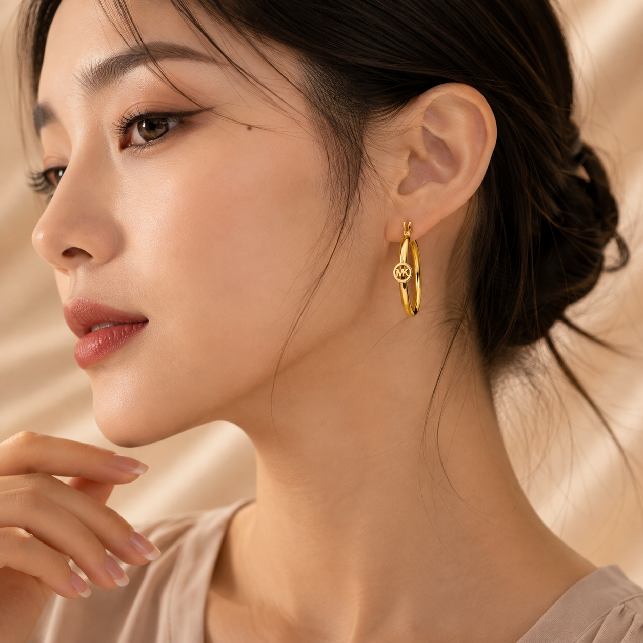 Par de Aretes de acero inoxidable Dorado (88-193)