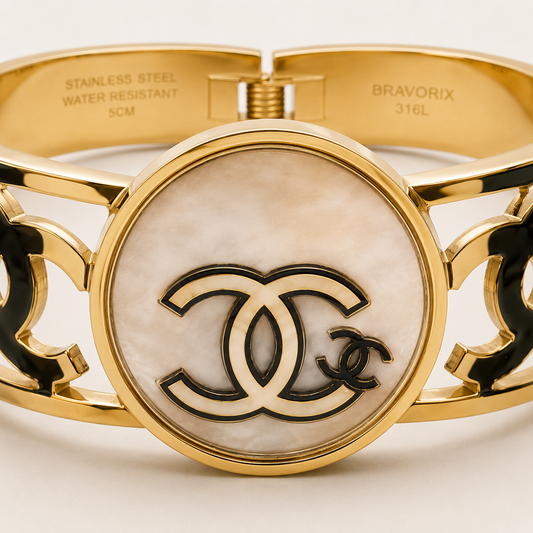 Brazalete de acero inoxidable con eje movible Dorado 6cm (88-52)