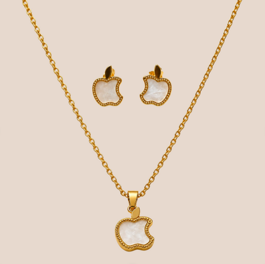 Collar y aretes de acero inoxidable Conjunto Dorado (80-130)