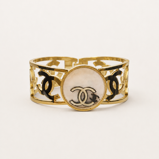 Brazalete de acero inoxidable con eje movible Dorado 6cm (88-52)
