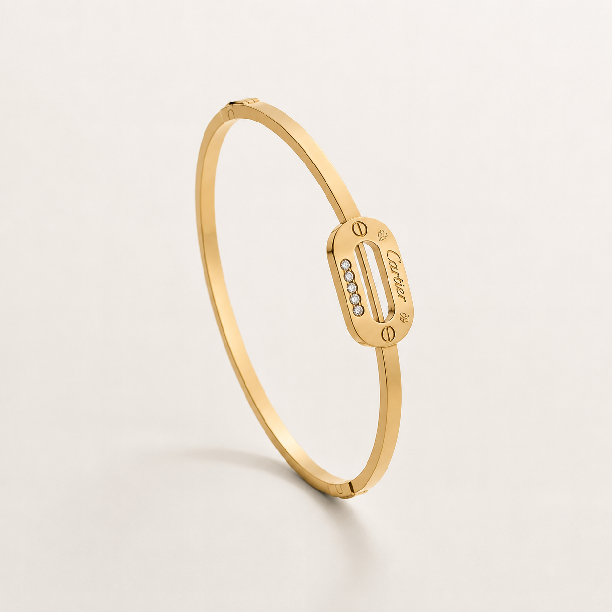 Brazalete de acero inoxidable de 5 cristales ajustable 6cm (88-85)