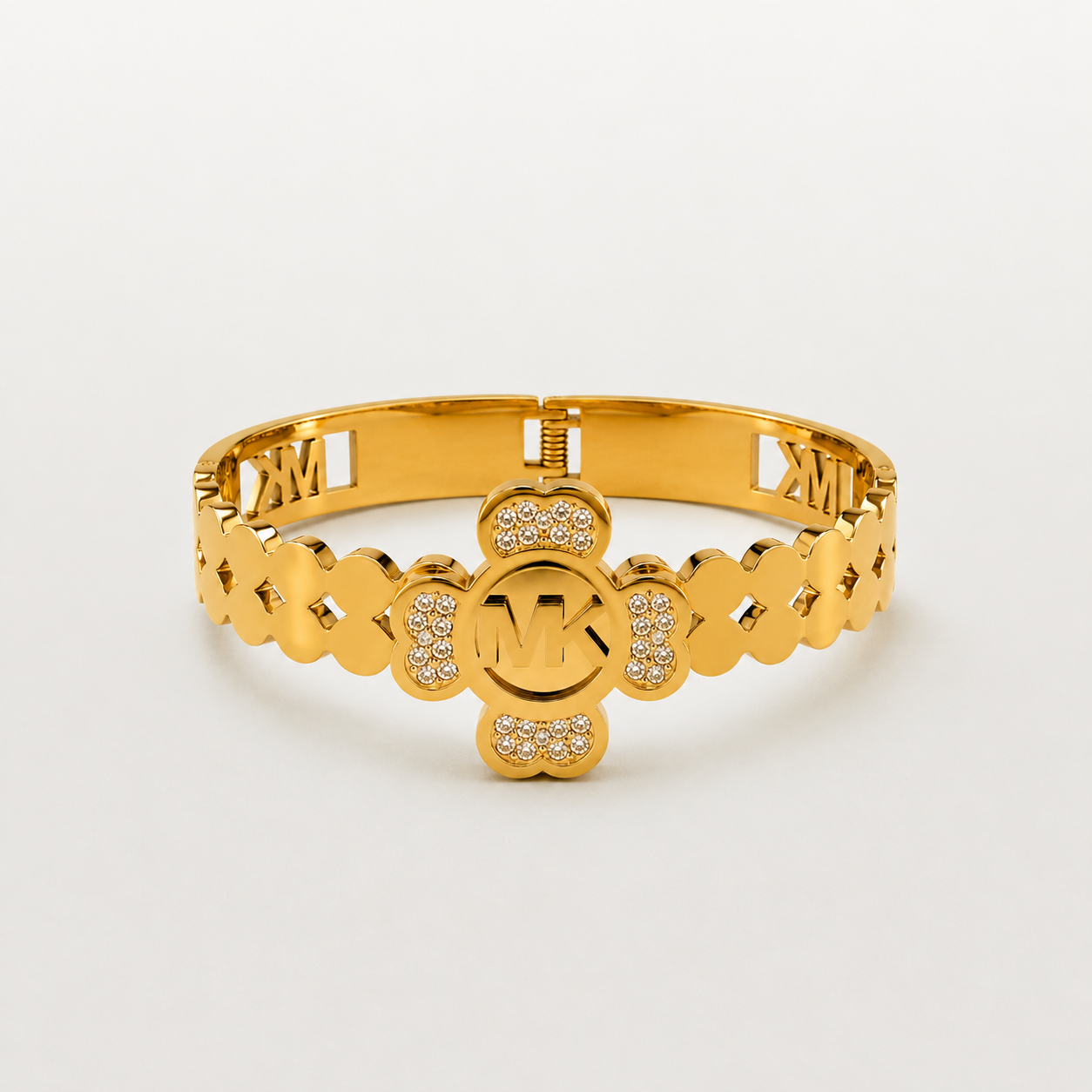 Brazalete de acero inoxidable dorado de la suerte 6cm (88-65)