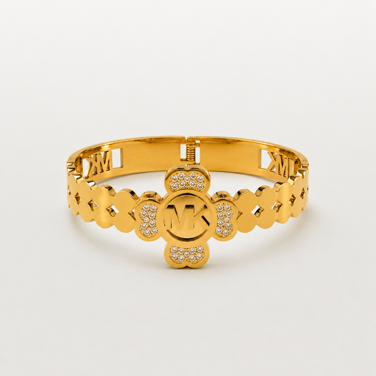 Brazalete de acero inoxidable dorado de la suerte 6cm (88-65)